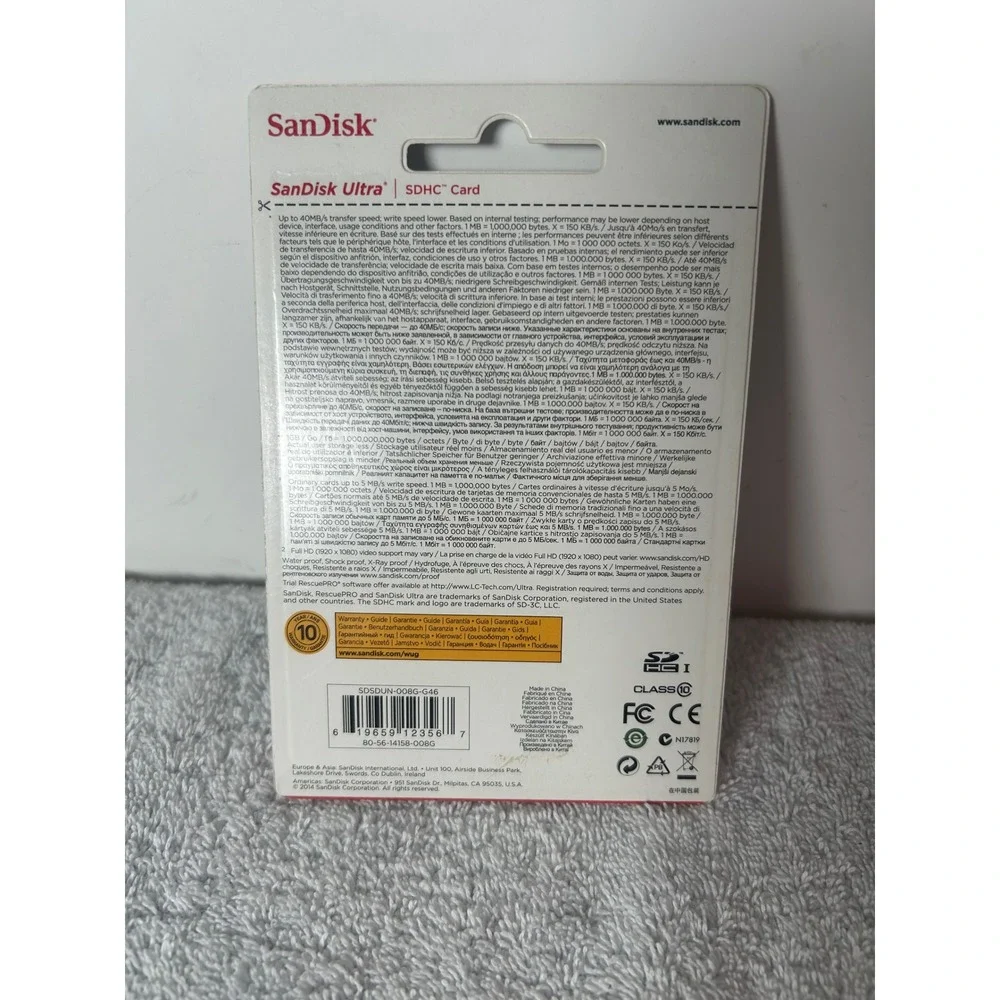 SanDisk Ultra 8GB SDHC UHS-I Memory Card 40MB/s Class 10 SDSDUN-008G-G46 Full HD